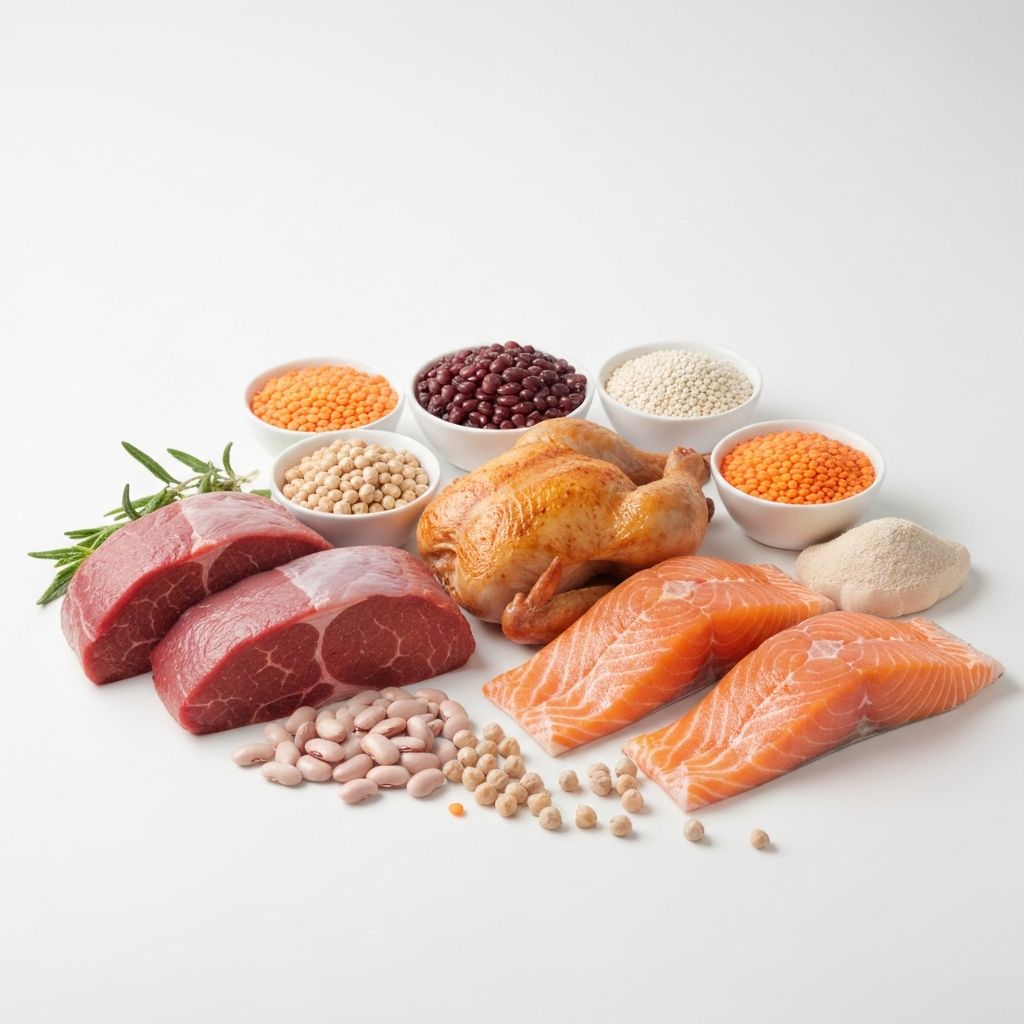 Iron-rich foods including red meat and legumes